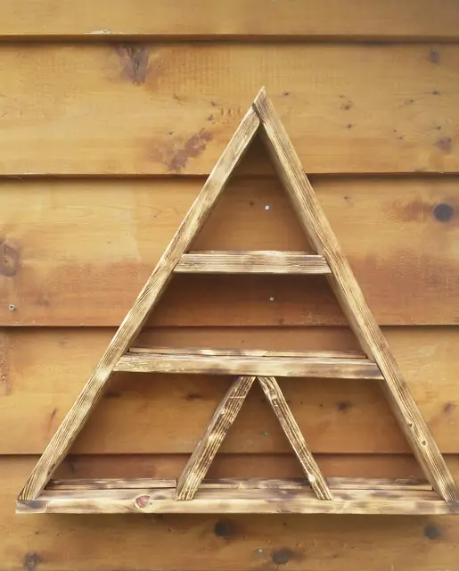 Torched triangle wall shelf with nested compartments
